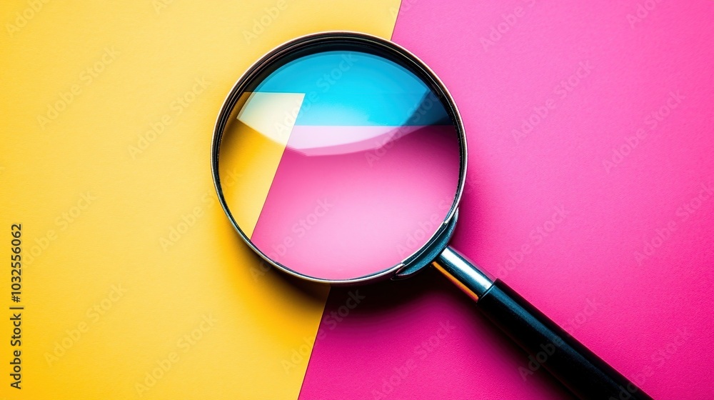 Magnifying Glass on Colorful Background Magnifying Glass on Colorful Background