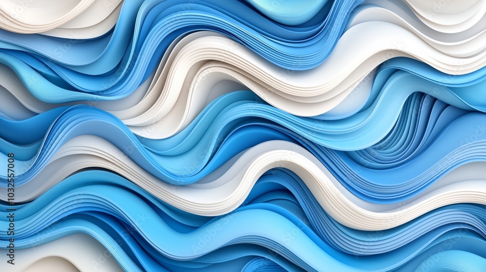 A stunning abstract design featuring flowing waves of blue and white paper in a textured pattern, perfect for backgrounds or creative projects. A stunning abstract design featuring flowing waves of blue and white paper in a textured pattern, perfect for backgrounds or creative projects.