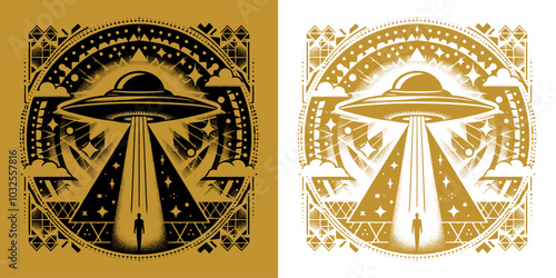 alien spaceship over desert design