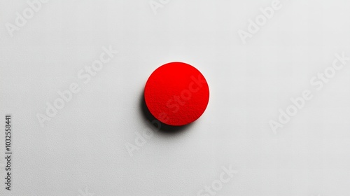 A single, bright red circle stands out against a plain white background.