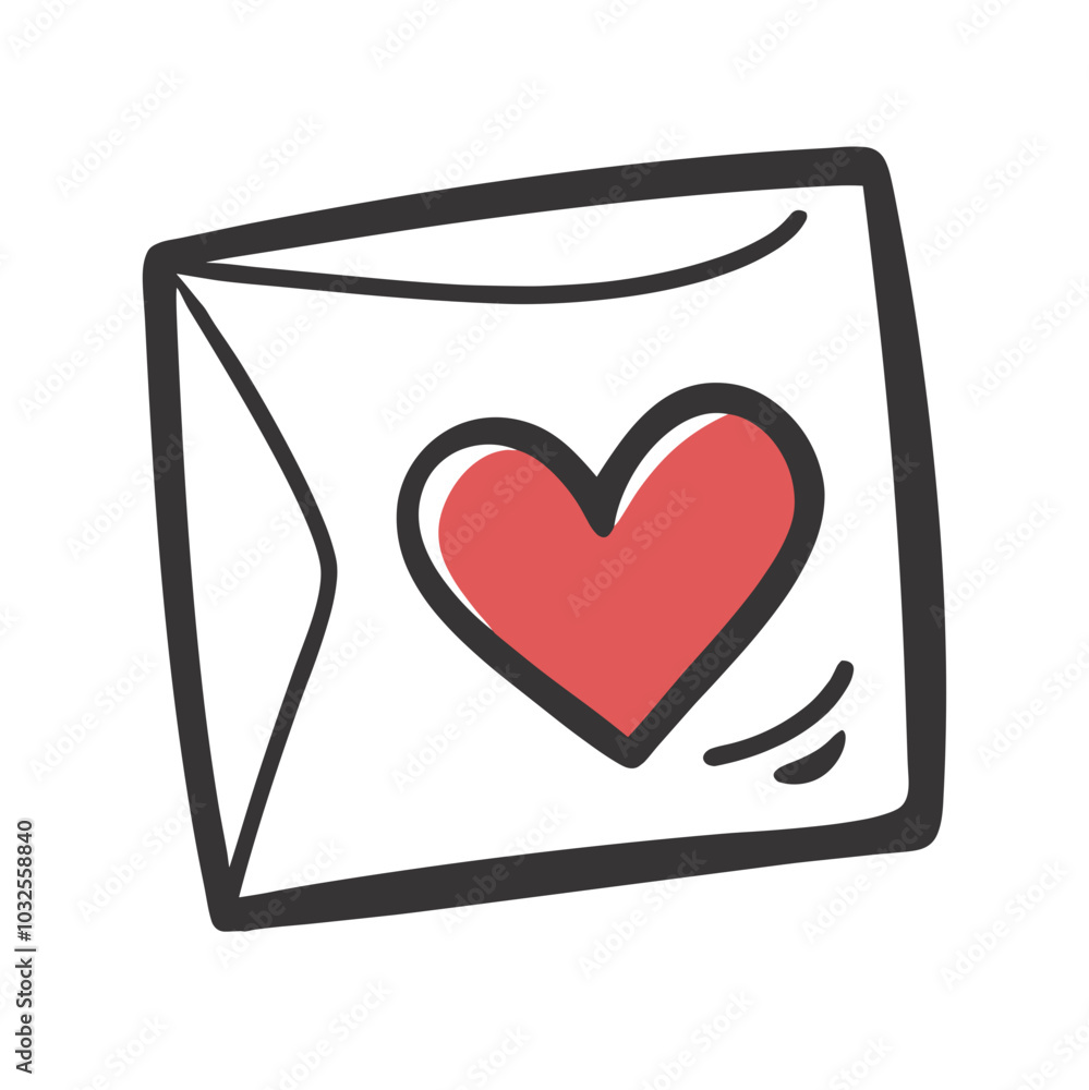 Love letter envelope with heart for Valentine’s Day, romantic gesture