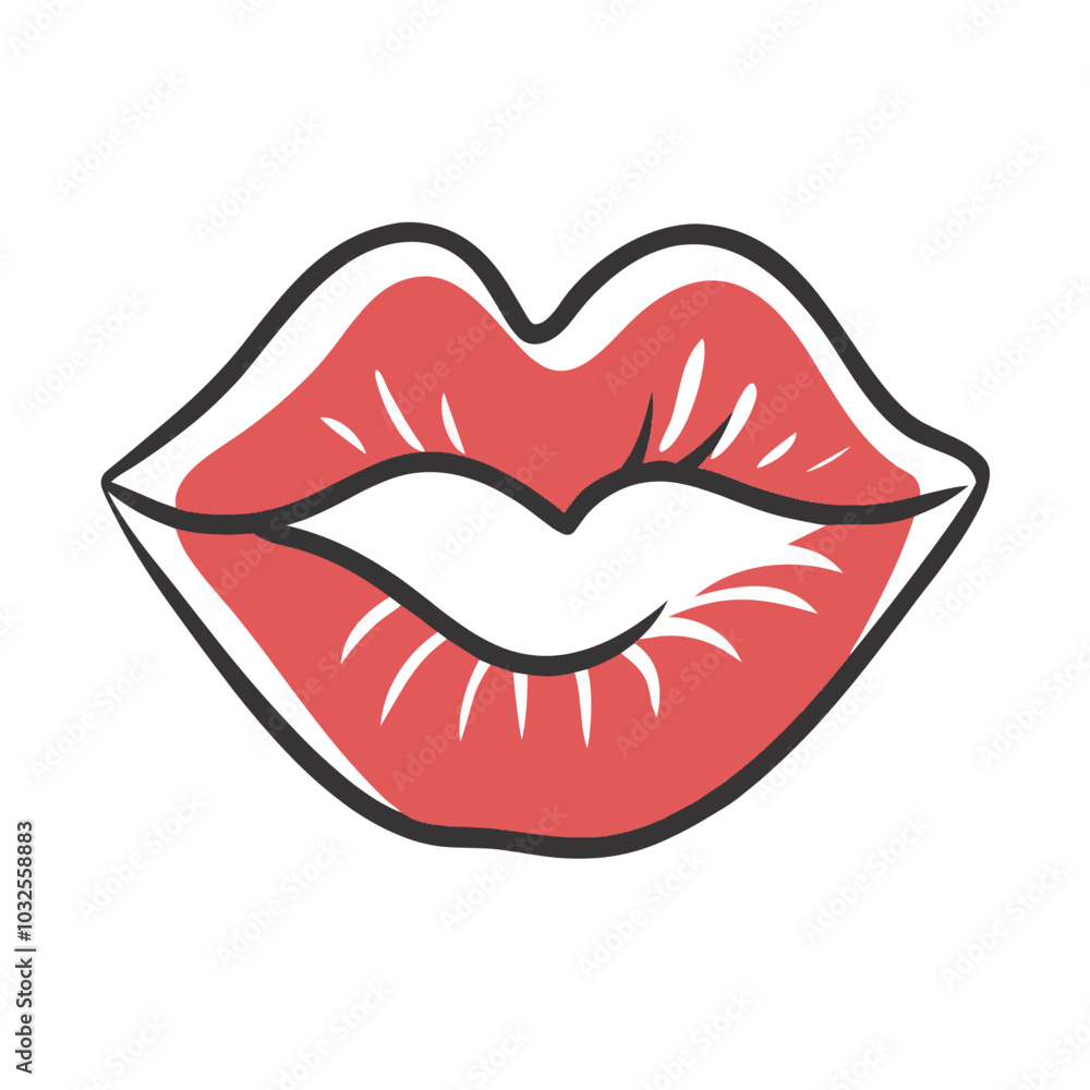 Stylized lips illustration for Valentine’s Day, symbol of love Stylized lips illustration for Valentine’s Day, symbol of love