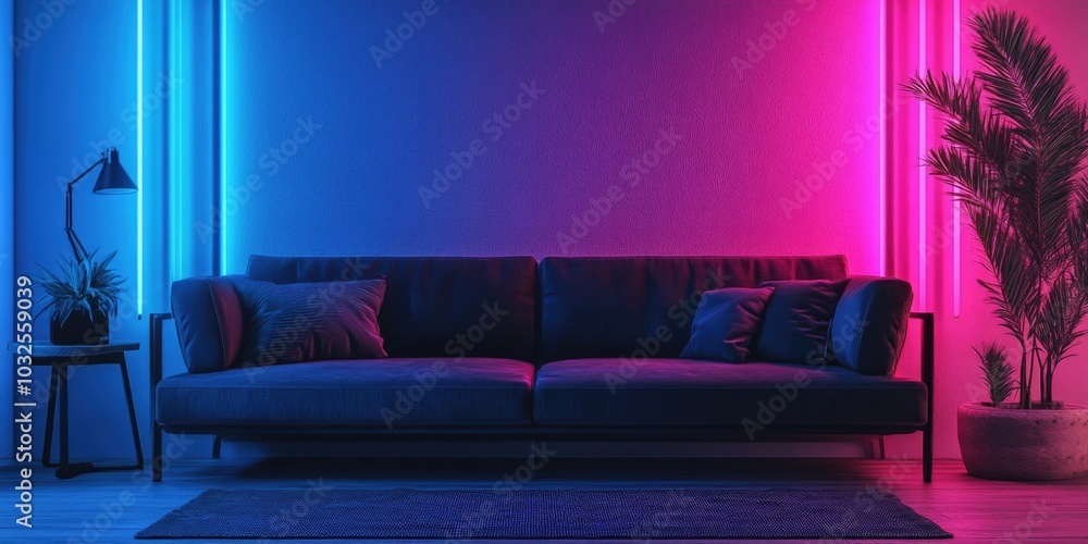 Cozy Living Room with Potted Plant Cozy Living Room with Potted Plant