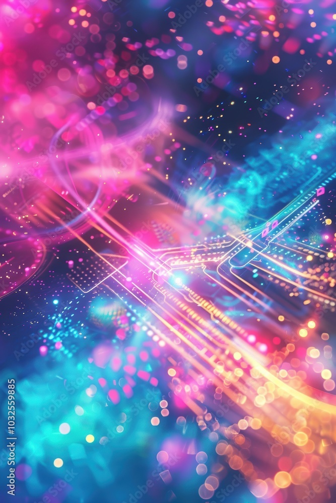 Fototapeta premium Futuristic Neon Celebration Background for New Year Tech Designs