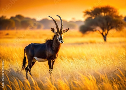 "Sable Antelope in Okapuka Ranch, Namibia's Stunning Landscape"