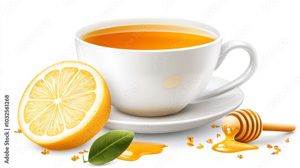 A soothing cup of lemon tea, served with fresh lemon slices and drizzled honey, perfect for relaxation and wellness. A soothing cup of lemon tea, served with fresh lemon slices and drizzled honey, perfect for relaxation and wellness.