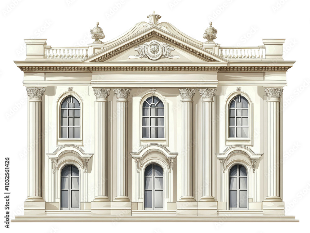 Obraz premium Classical building's elegant design isolated on transparent background