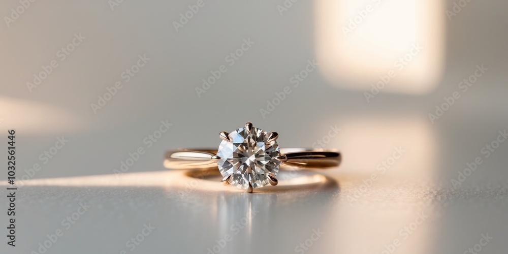 Diamond Engagement Ring in Soft Lighting. Diamond Engagement Ring in Soft Lighting.