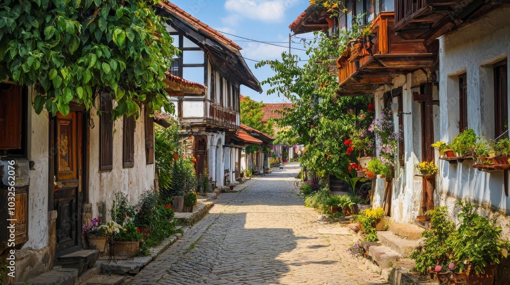 Traditional architecture in a quaint village, capturing the charm of rural life Traditional architecture in a quaint village, capturing the charm of rural life