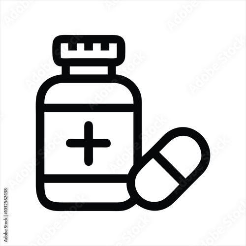 Cute medical icons in flat design symbols illustration Clipart Eps