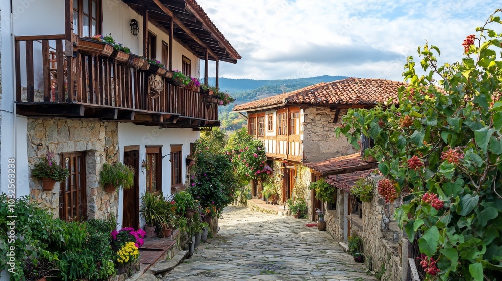 Traditional architecture in a quaint village, capturing the charm of rural life Traditional architecture in a quaint village, capturing the charm of rural life