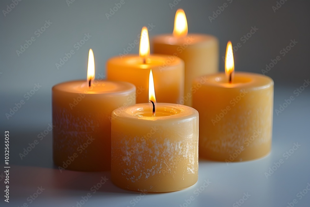Warm Glow of Scented Candles in Soft Light Warm Glow of Scented Candles in Soft Light