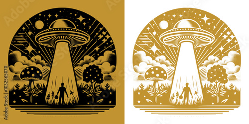 ufo in the mushroom forest design