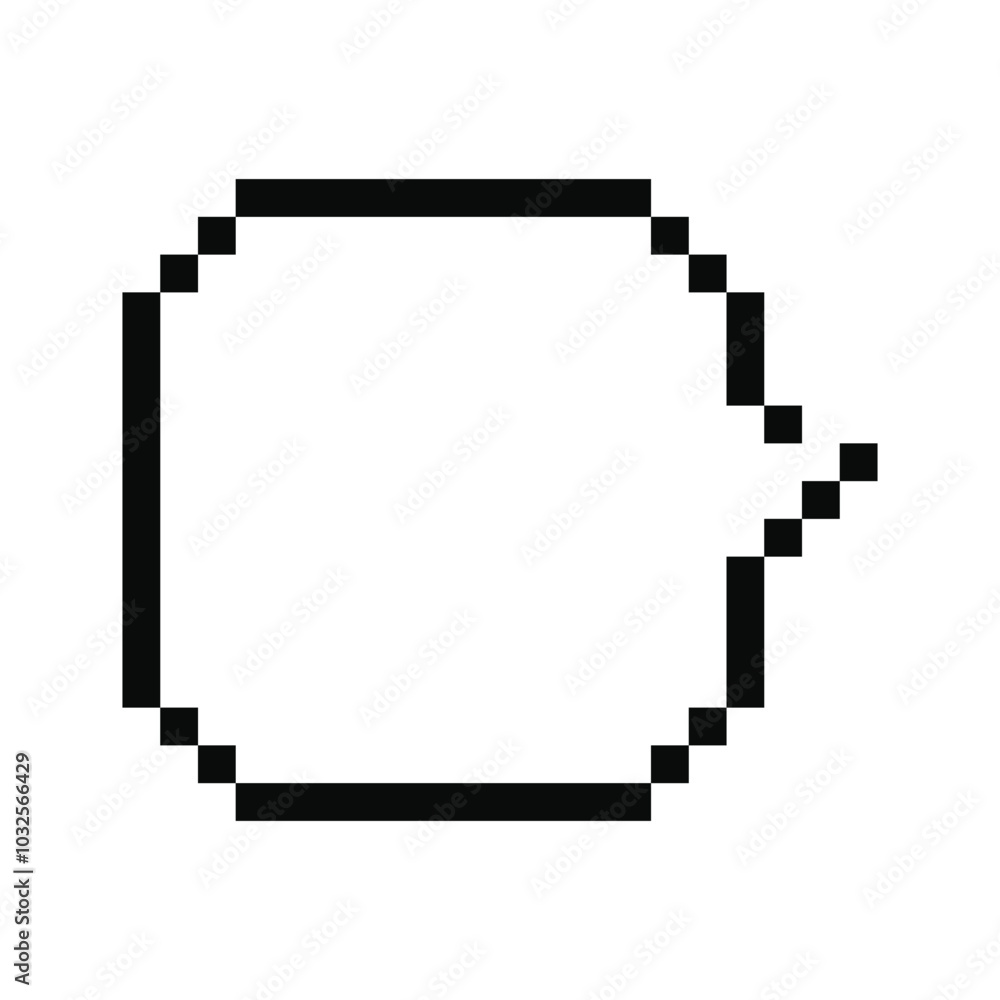 Sticker empty round dialogue cloud. Blank retro textbox. White pixel speech Bubble for game art. Sticker empty round dialogue cloud. Blank retro textbox. White pixel speech Bubble for game art.