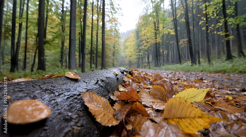 Autumn Forest Floor Dry Leaves Decaying Trees - Natures Resilient Life Cycle with Mushrooms Sprouting After Rain Autumn Forest Floor Dry Leaves Decaying Trees - Natures Resilient Life Cycle with Mushrooms Sprouting After Rain