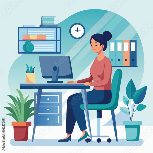 business woman working in office
