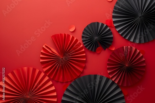Vibrant Red and Black Paper Decorations for Festive Occasions