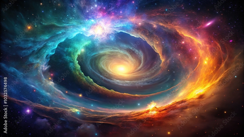 Abstract Cosmic Nebula Vortex - Glowing Lights in Space Abstract Cosmic Nebula Vortex - Glowing Lights in Space