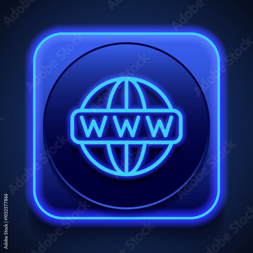 Wallpaper Mural World wide web icon vector. Flat design. Blue neon style on button. With shadow Torontodigital.ca