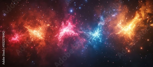 A colorful nebula in space with stars.