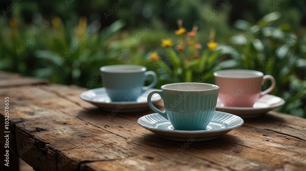 Charming landscape photography featuring ribbed cups and saucers on a rustic table, illuminated by natural light, offering elegant home decor inspiration in a picturesque setting. Charming landscape photography featuring ribbed cups and saucers on a rustic table, illuminated by natural light, offering elegant home decor inspiration in a picturesque setting.