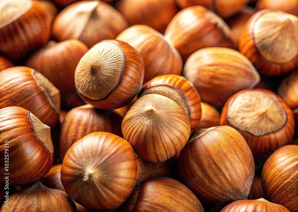 Close-Up Hazelnuts on Light Background with Selective Focus Close-Up Hazelnuts on Light Background with Selective Focus