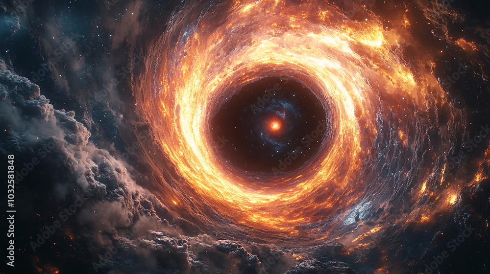 Astronaut Confronts Cosmic Abyss Near Swirling Black Hole