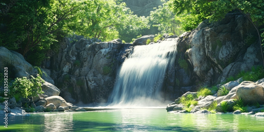 Fototapeta premium Serene Waterfall Landscape