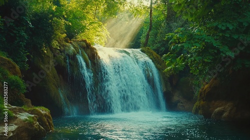 Serene Waterfall in Nature