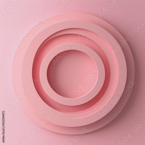 Layered pink circular shapes create a minimalistic design on a soft pink back...