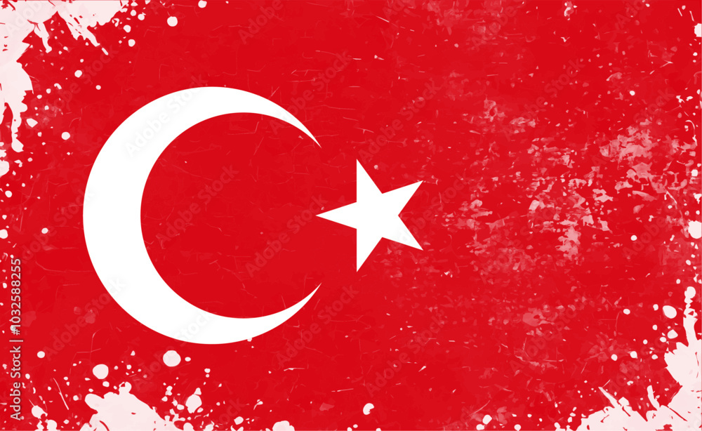 Obraz premium Grunge Turkey flag vector illustration. The national flag of Turkey.