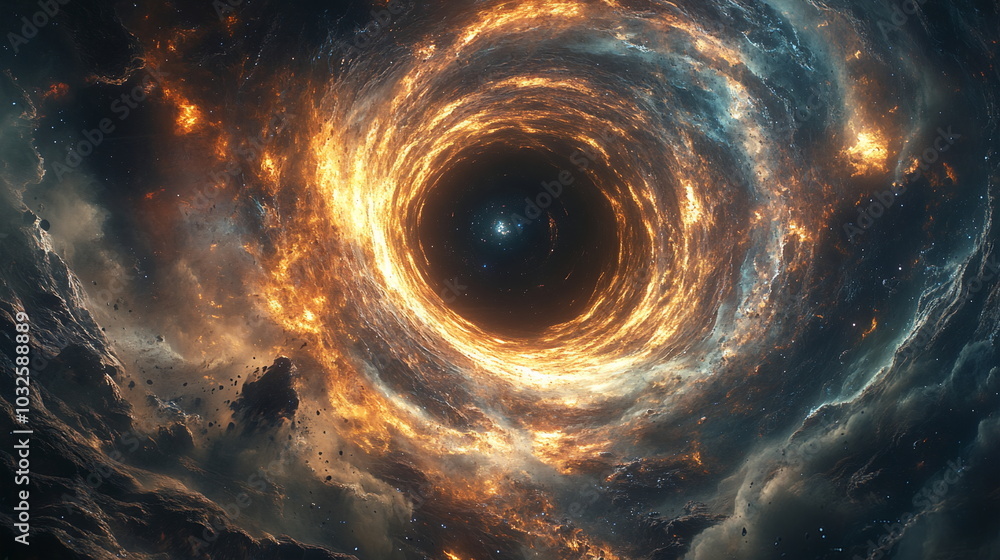 Astronaut Confronts Cosmic Abyss Near Swirling Black Hole Astronaut Confronts Cosmic Abyss Near Swirling Black Hole