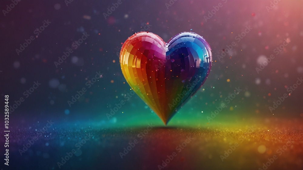 Vibrant 3D rainbow heart cartoon icon featuring a bokeh effect, set against a transparent background, perfect for creative digital art and graphic design projects. Vibrant 3D rainbow heart cartoon icon featuring a bokeh effect, set against a transparent background, perfect for creative digital art and graphic design projects.