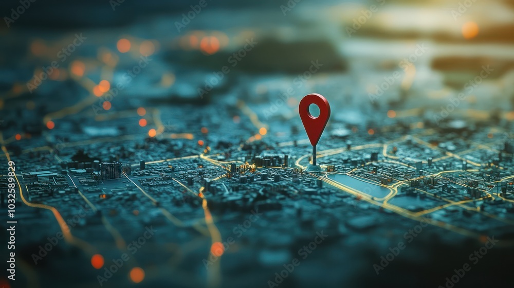 One big abstract pin icon on the city map Transportation delivery, map location, transport logistics, tourism navigation, concept. Gps navigation, new location. Blue background One big abstract pin icon on the city map Transportation delivery, map location, transport logistics, tourism navigation, concept. Gps navigation, new location. Blue background