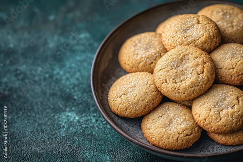 Close-up of Homemade Sugar Cookies on a Black Plate