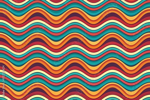 Vintage Wavy Wallpaper Pattern - Seamless Colorful Background for Textile, Web, Fabric