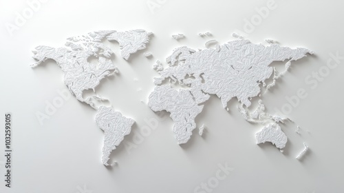 Unlabeled world map borders on a simple, clean white background ideal for minimalistic design