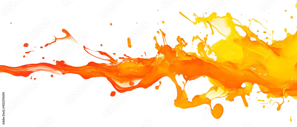 Vibrant splash of orange and yellow paint with dynamic movement, ideal for art, design, and creative projects. Vibrant splash of orange and yellow paint with dynamic movement, ideal for art, design, and creative projects.