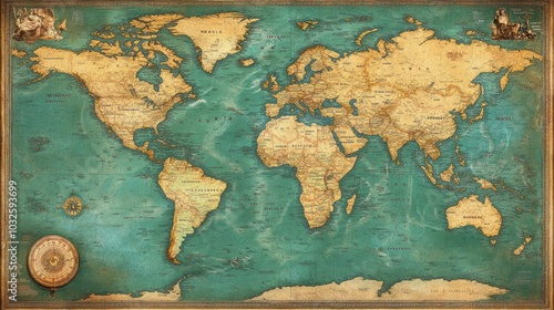 vintage map of the world