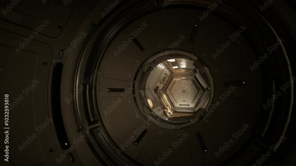 The interior of the space station showcases a complex design featuring hexagonal shapes and advanced equipment. Dim lighting enhances the futuristic atmosphere and technological sophistication. The interior of the space station showcases a complex design featuring hexagonal shapes and advanced equipment. Dim lighting enhances the futuristic atmosphere and technological sophistication.