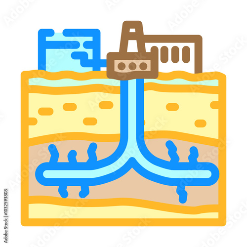hydraulic fracturing oil industry color icon vector. hydraulic fracturing oil industry sign. isolated symbol illustration