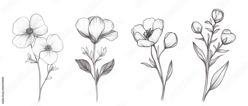 A beautiful collection of hand-drawn floral illustrations, ideal for design projects and nature-themed artwork. A beautiful collection of hand-drawn floral illustrations, ideal for design projects and nature-themed artwork.