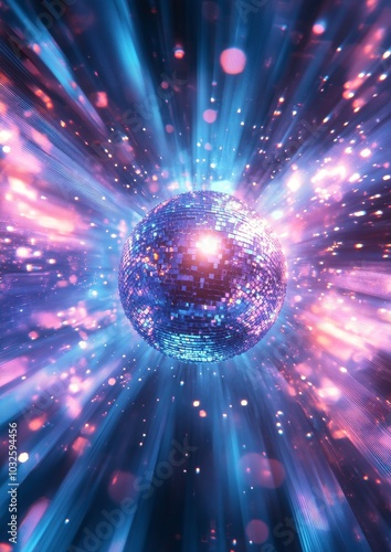 Colorful disco ball reflecting lights during a vibrant dance party at night