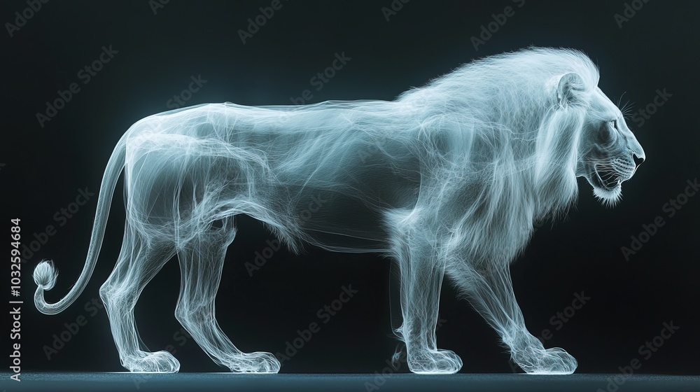 Lion Xray with digital technology overlay Lion Xray with digital technology overlay