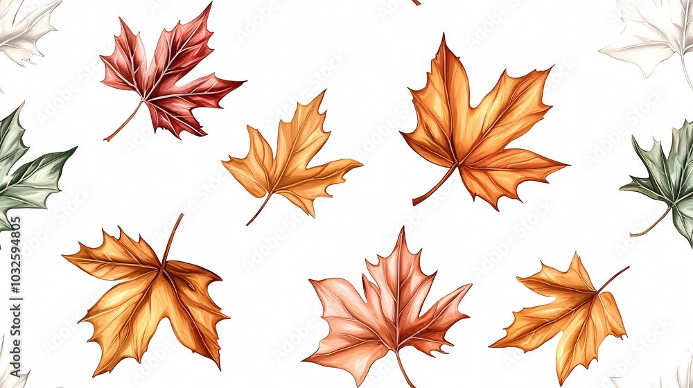 Vibrant Autumn Leaves Illustration for Nature-Inspired Designs and Backgrounds Vibrant Autumn Leaves Illustration for Nature-Inspired Designs and Backgrounds