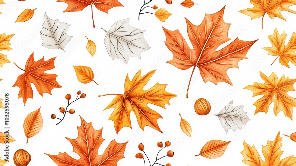 Vibrant Autumn Leaves Pattern: A Captivating Botanical Design for Seasonal Inspiration Vibrant Autumn Leaves Pattern: A Captivating Botanical Design for Seasonal Inspiration
