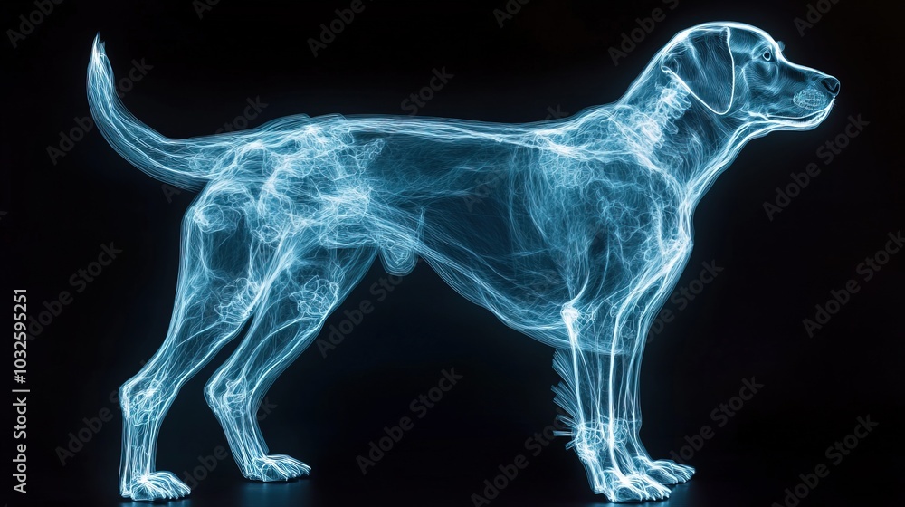 Dog Xray with digital technology overlay Dog Xray with digital technology overlay