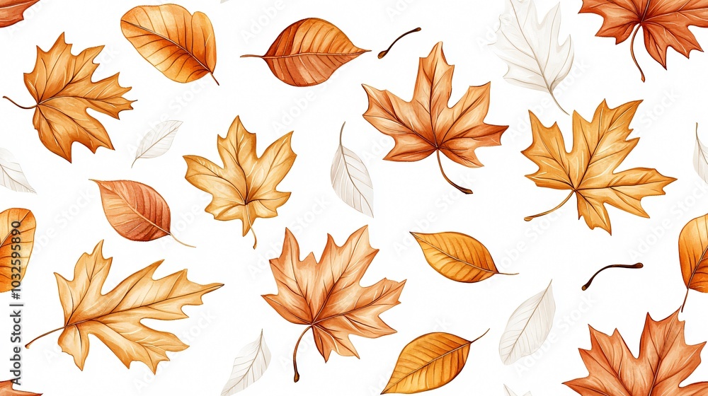 Obraz premium Elegant Autumn Leaves Pattern for Seasonal Decor and Design Projects
