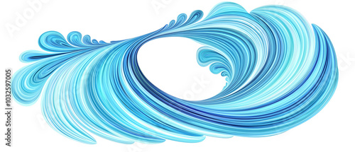 A vibrant wave illustration showcasing dynamic movement and calming shades of blue, perfect for aquatic themes and designs. photo