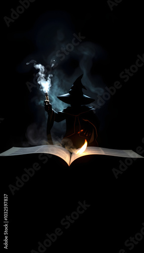 spell from a magic book isolated with white highlights, png